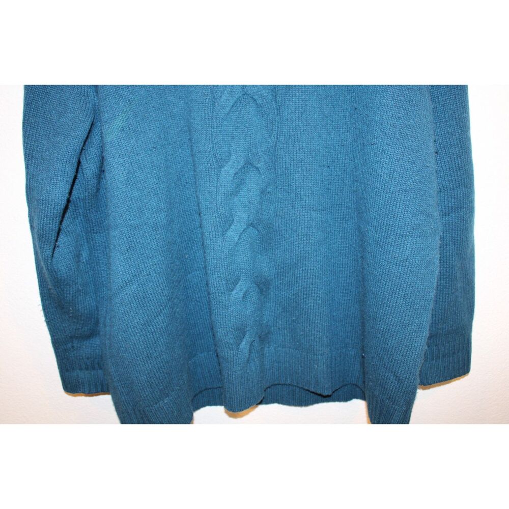 Garnet Hill Cable-Detail Cashmere Tunic Sweater size large teal - Picture 9 of 9